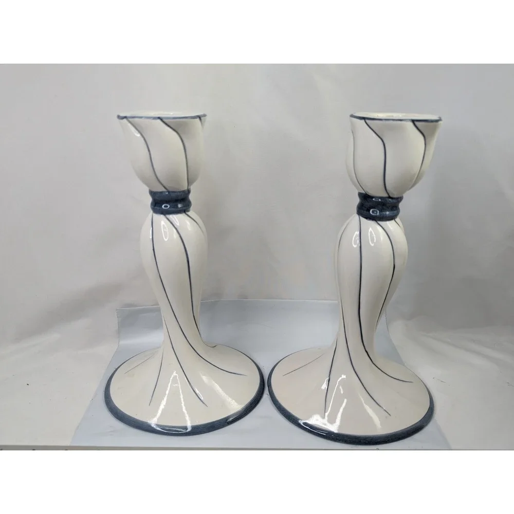 Candle Stick Holders Twist Spiral Italy Numbered‎ 9.75 Inch
